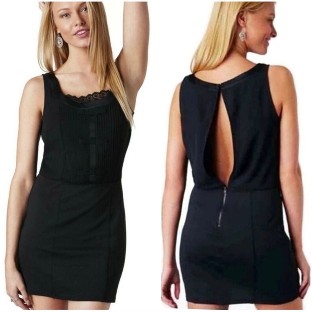American Eagle Open Back Tuxedo Bow Dress XS